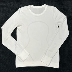 lululemon Swifty Tech White Long Sleeve Tee No Size Tag - View Measurements